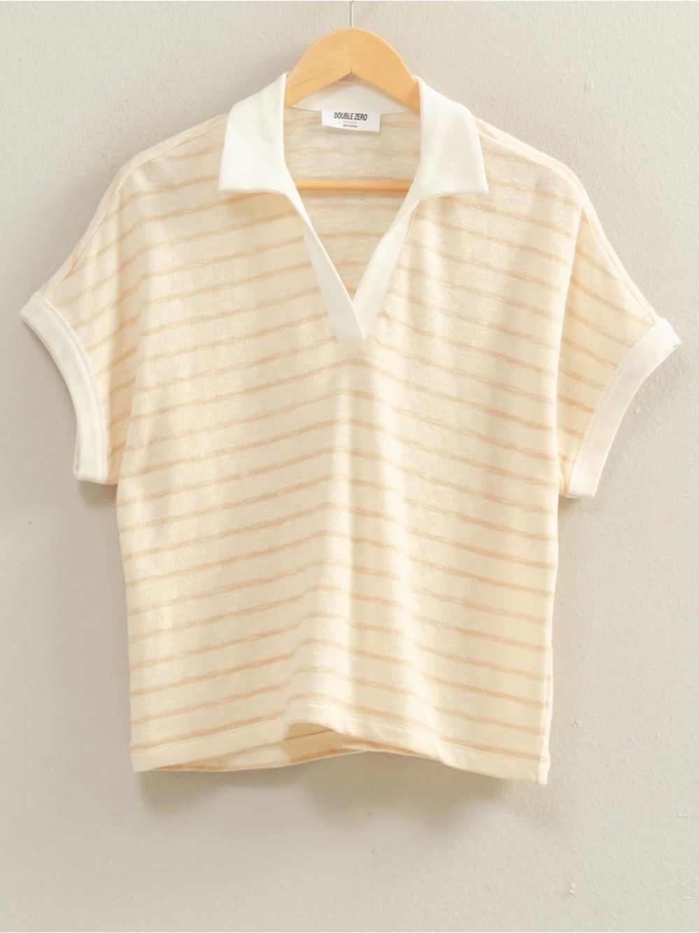 Women's Double Zero short sleeve collared knit top- large